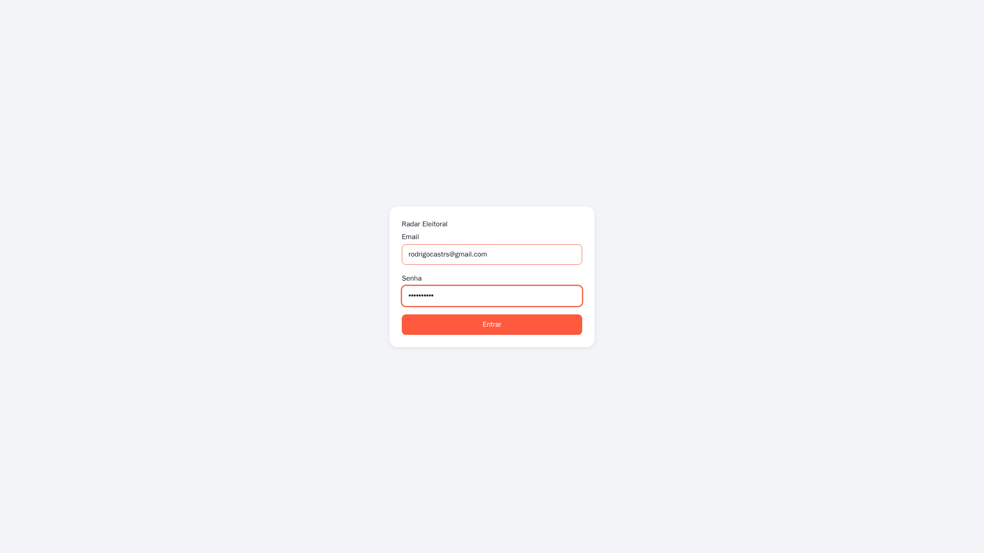 Login preenchido